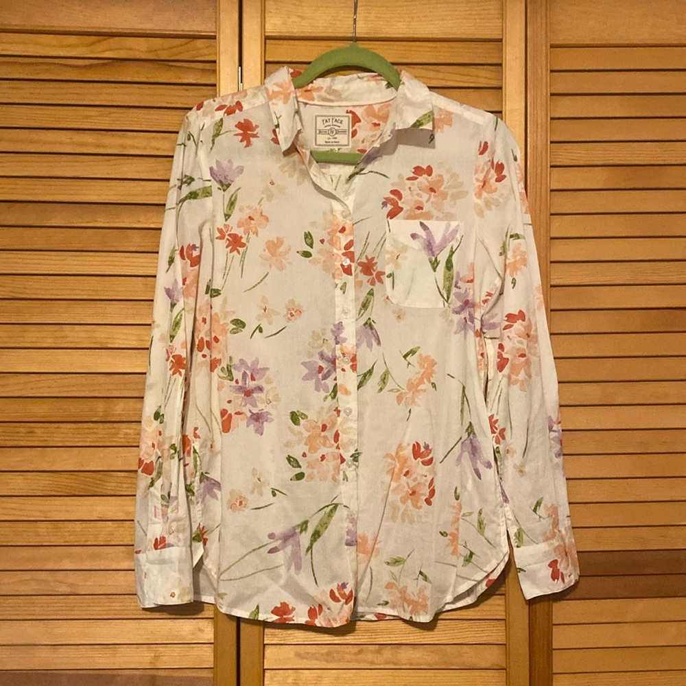 Fat Face UK Olivia Painted Floral Women’s 100% Cotton Button Down Shirt